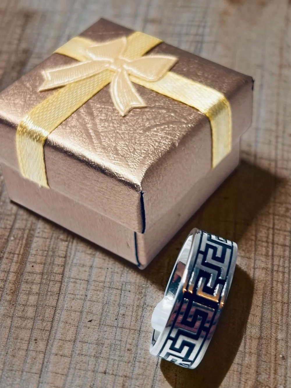 Men's Stainless Steel Greek Key Pattern Band Ring Size 9